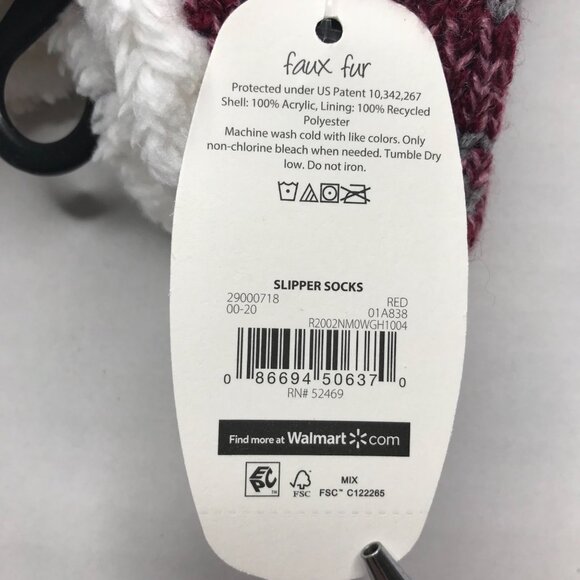 Secret Treasures Women's No Slip Slipper Sock Red/Gray Size 4-10 New - Picture 4 of 5